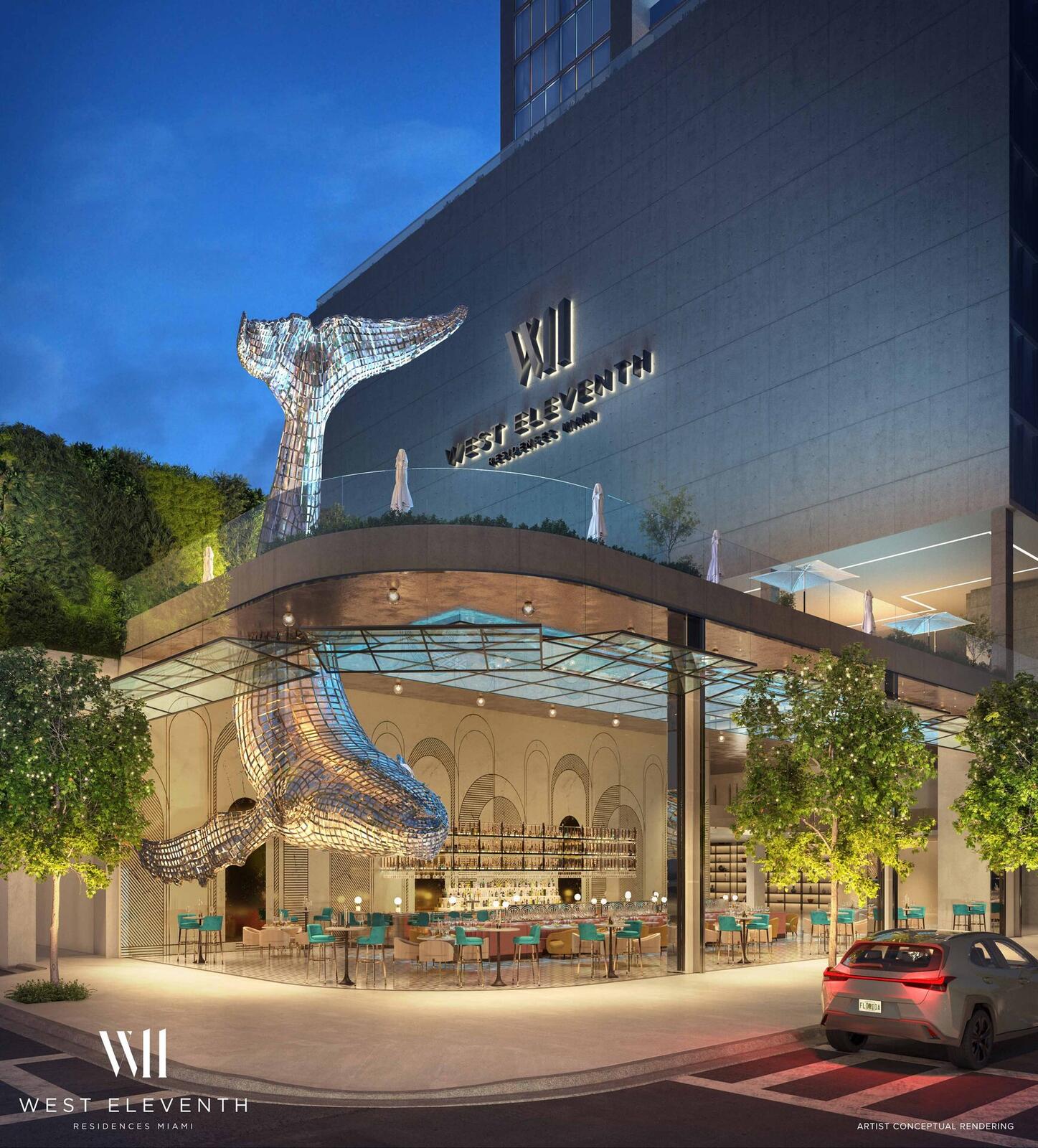West Eleventh ground level exterior on NE 11th Street, artist rendering