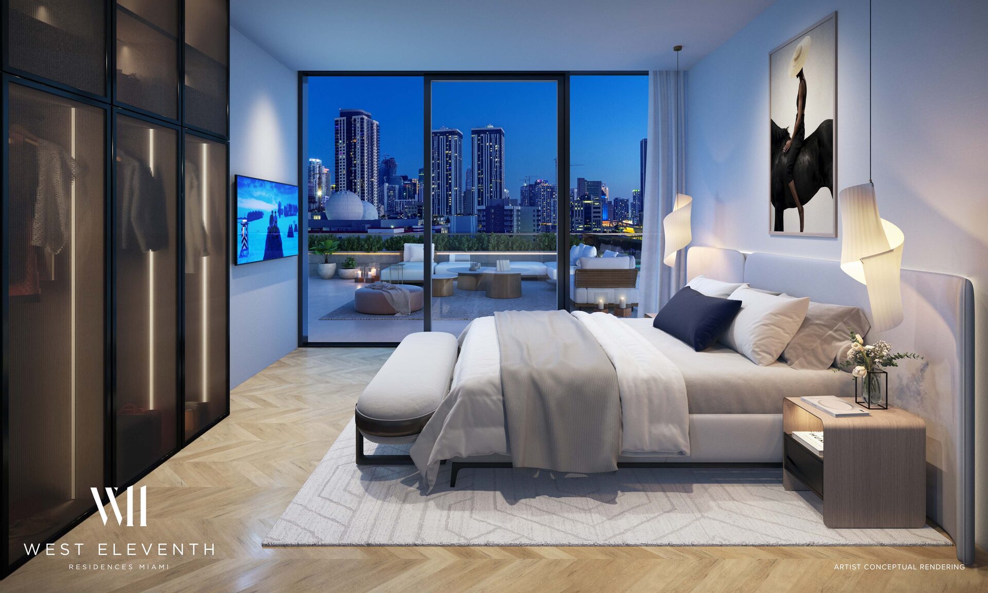 Bedroom at West Eleventh, developer rendering