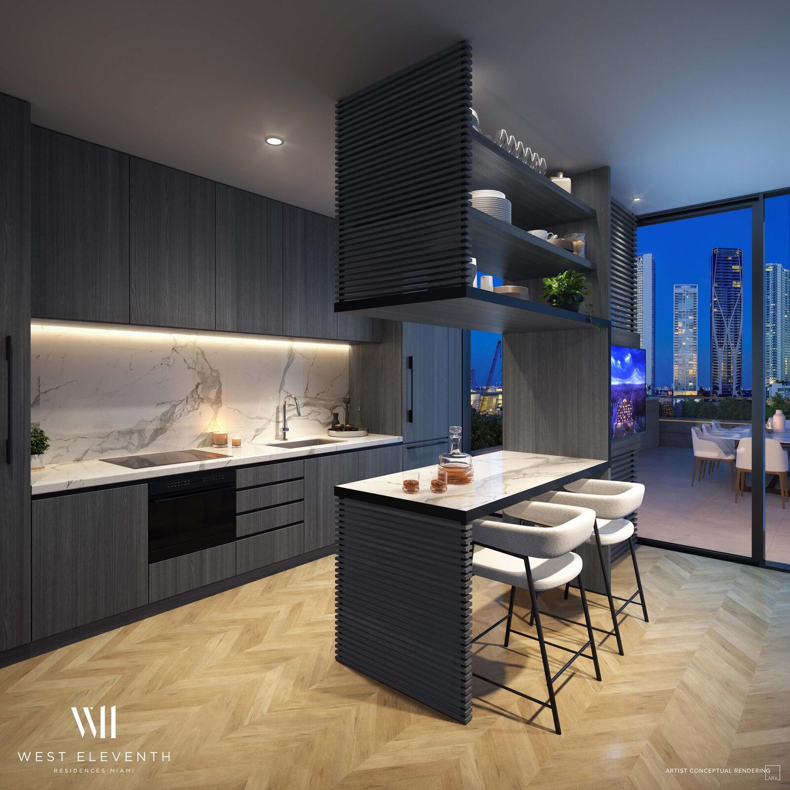 Kitchen at West Eleventh, developer rendering