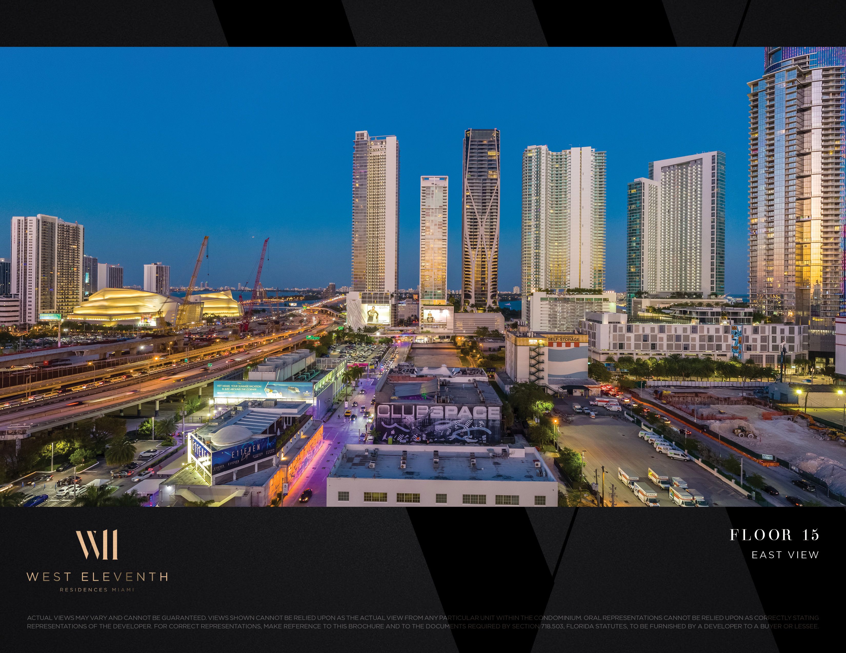 West Eleventh: Developer-supplied view study labelled Floor 15, east