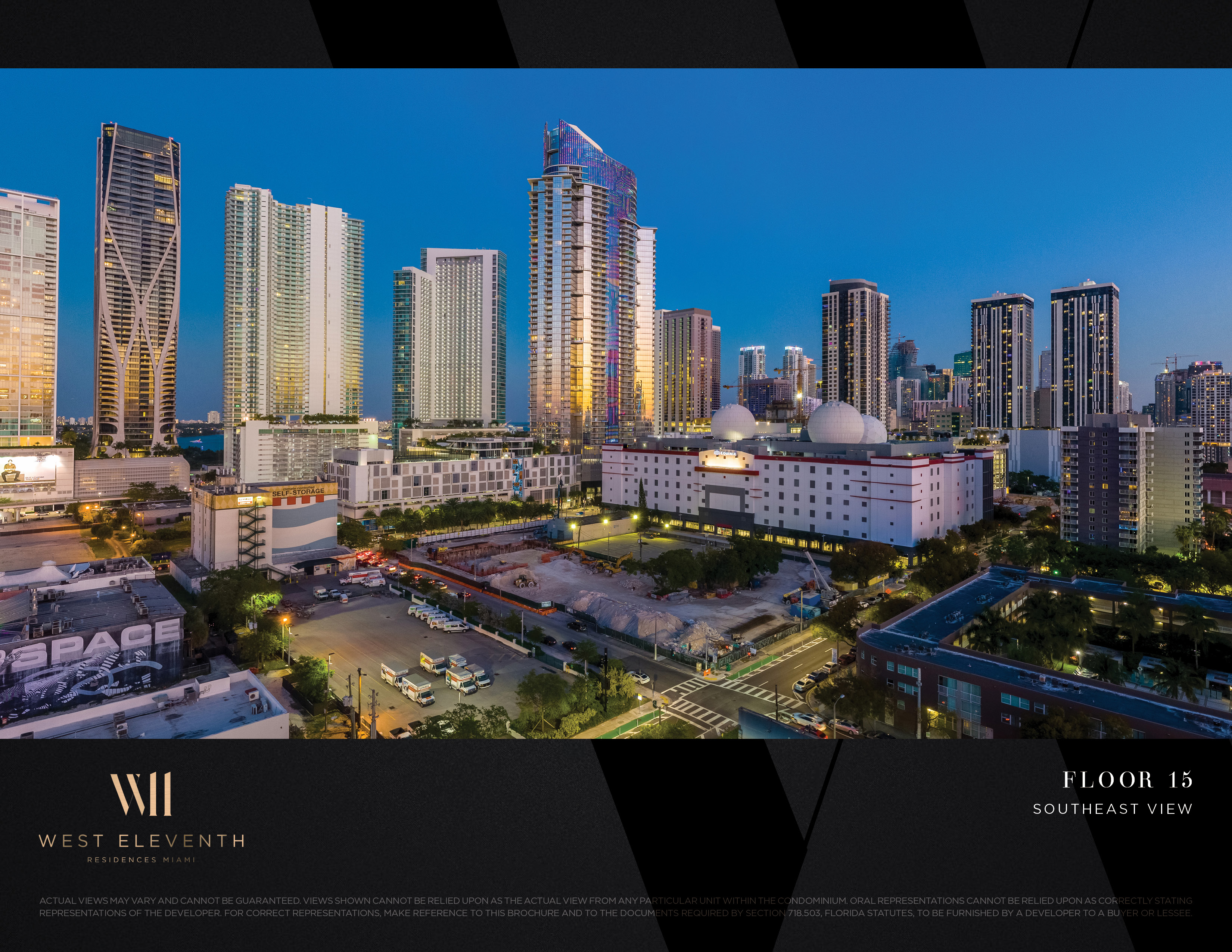 West Eleventh: Developer-supplied view study labelled Floor 15, southeast