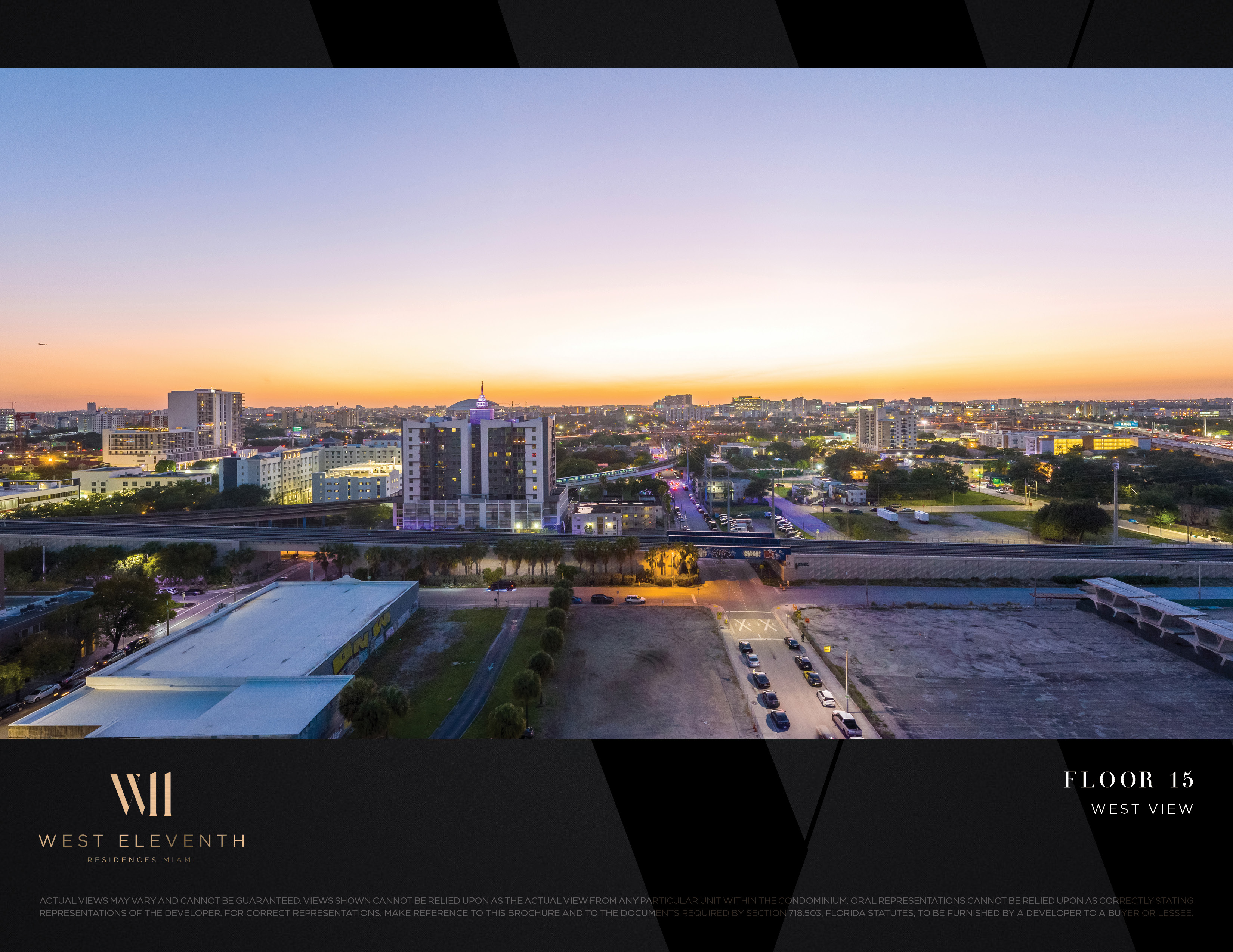 West Eleventh: Developer-supplied view study labelled Floor 15, west