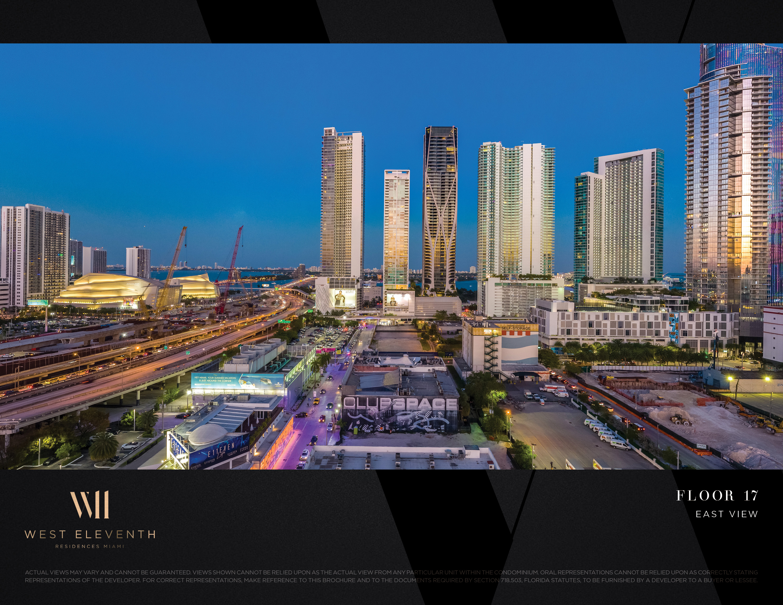 Developer-supplied view study labelled Floor 17 east, not a guaranteed residence view