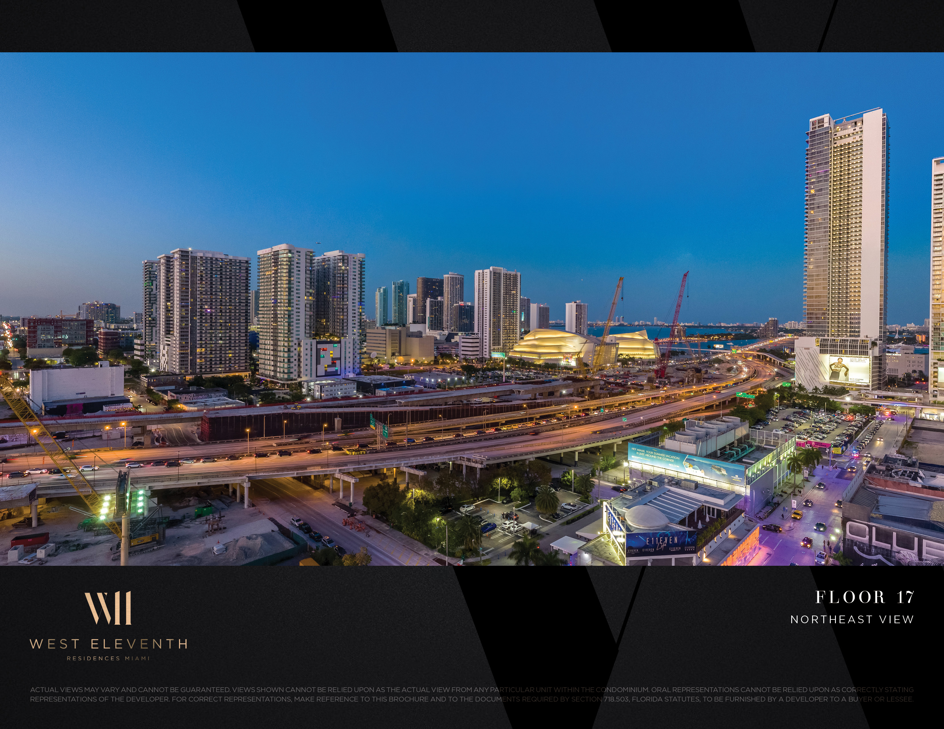 West Eleventh: Developer-supplied view study labelled Floor 17, northeast