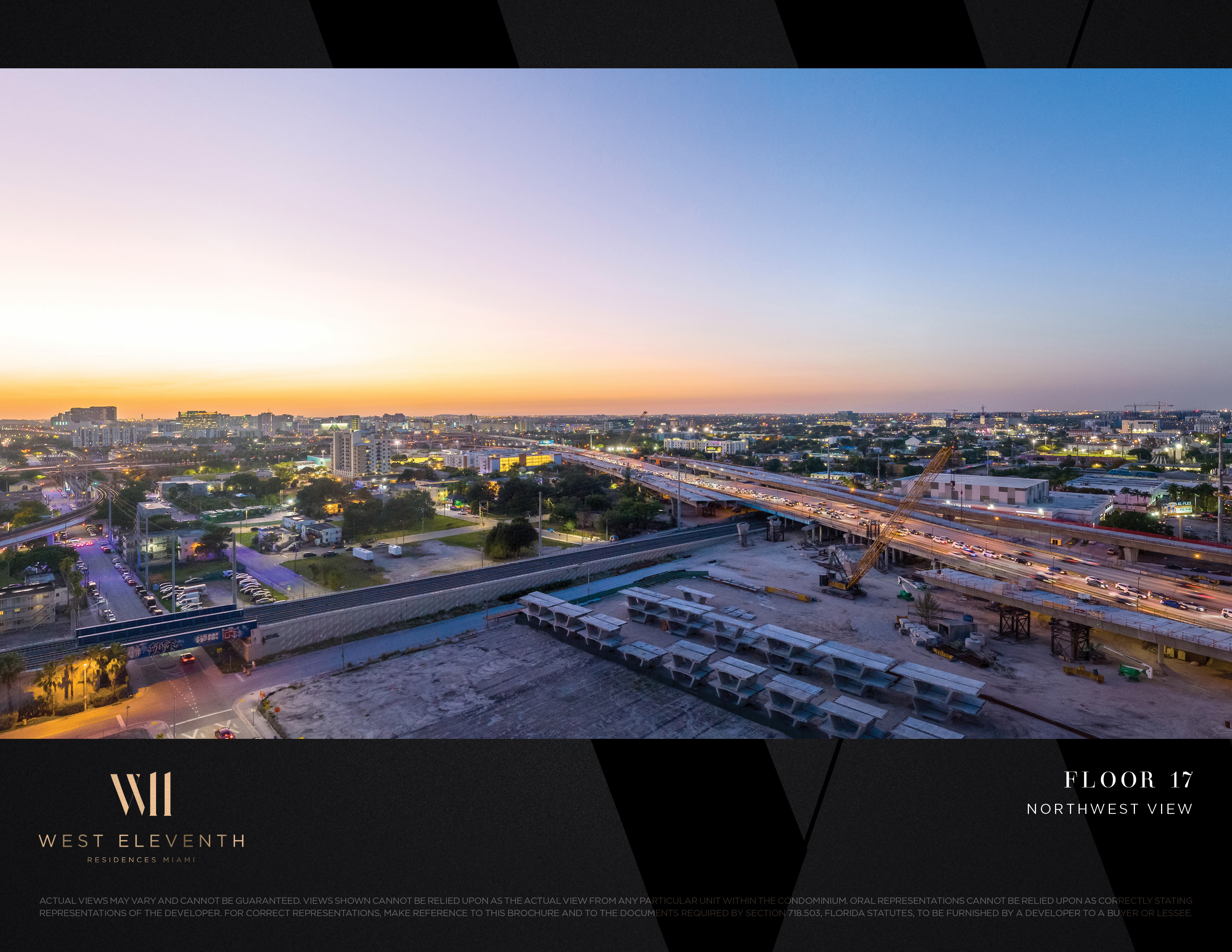 West Eleventh: Developer-supplied view study labelled Floor 17, northwest
