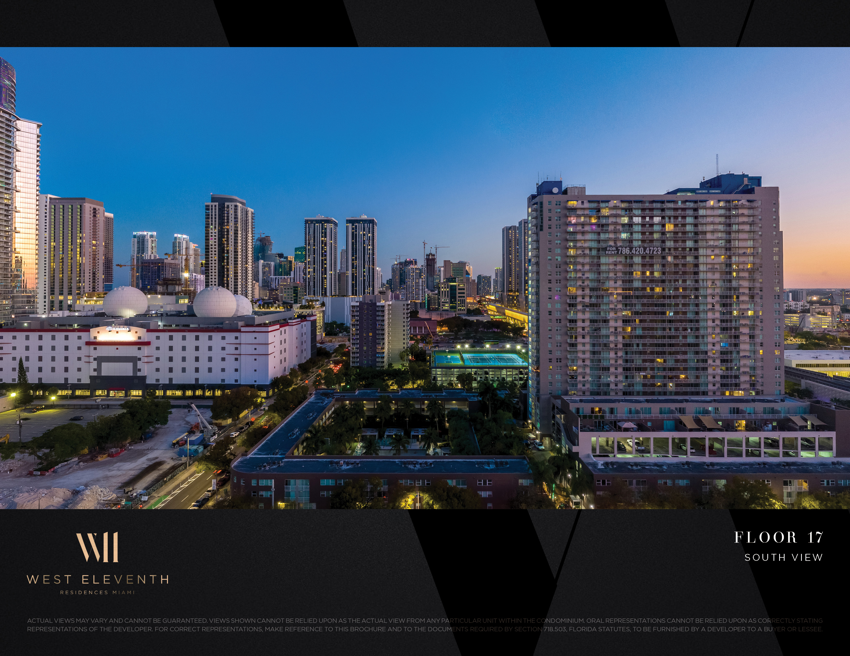 West Eleventh: Developer-supplied view study labelled Floor 17, south