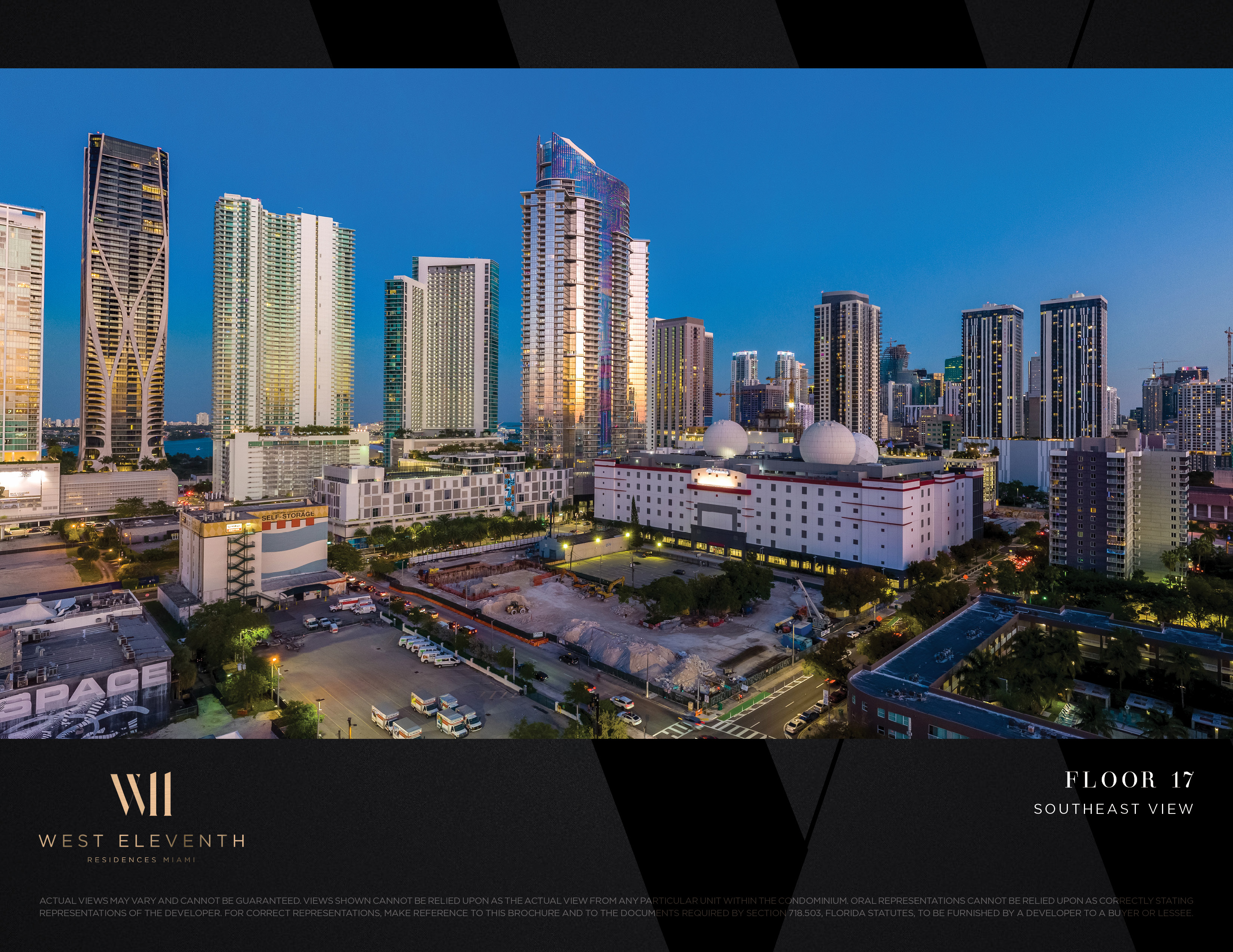 West Eleventh: Developer-supplied view study labelled Floor 17, southeast